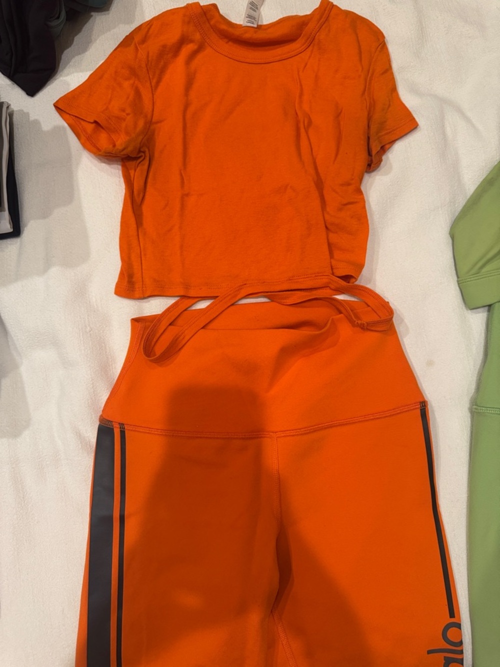 ALO Yoga Orange Athletic Shorts with Side Stripe